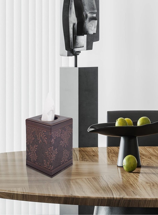 XNONE Tissue Box Cover Square,Modern Leather Tissue Box Holder for Napkin Facial Paper Organizer Bottom with Magnet Reinforcement for Home/Hotel/Restaurant/Office/car/Living Room(Retro) - Image 2
