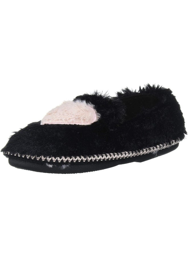Dearfoams Dearfoams Unisex-Child Mia Kids Faux Fur Closed Back with Heart Detail Slipper  - Image 1