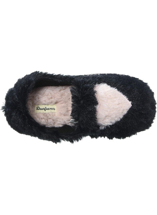 Dearfoams Dearfoams Unisex-Child Mia Kids Faux Fur Closed Back with Heart Detail Slipper  - Image 5