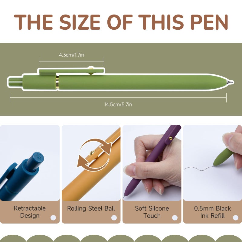 UIXJODO Gel Pens, 6 Pack Gold Retro 0.5mm Black Ink Pens Fine Point Smooth Writing Pens for School Office Supplies, Gifts for Women Girls - Image 2