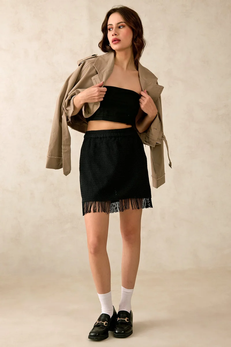 Virgio Virgio Women Cotton Mini Length Solid Skirt