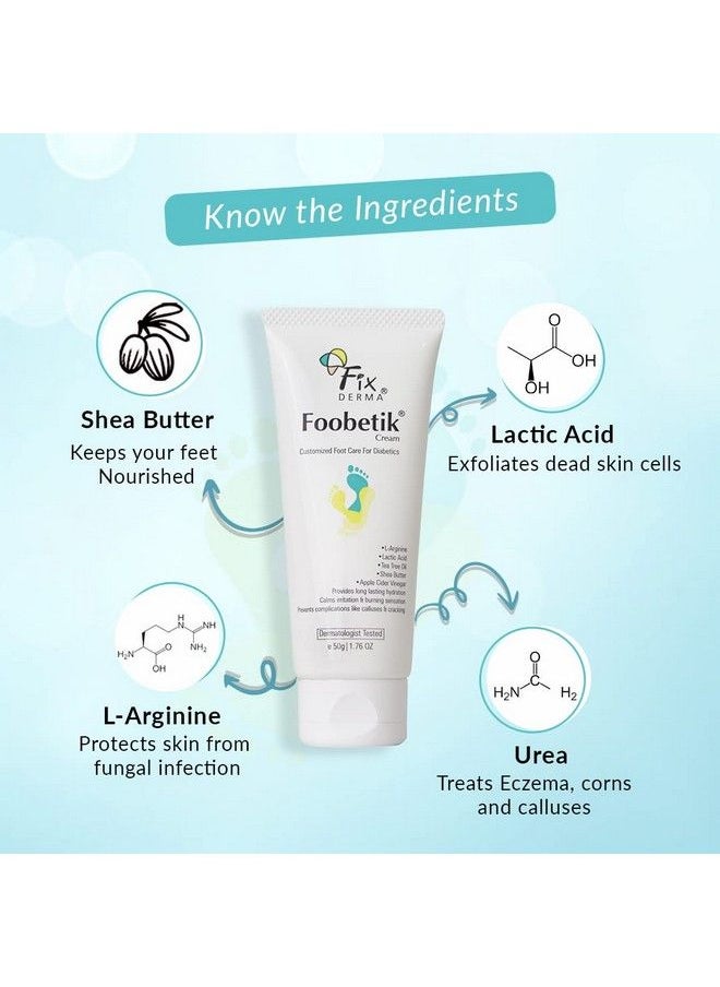 FIXDERMA Foobetik Cream Foot Cream Foot Care For Diabetic For Dry & Cracked Feet Moisturizes & Soothes Feet Heel Repair For Calloused Or Chapped Skin Paraben Free 50G  - Image 5