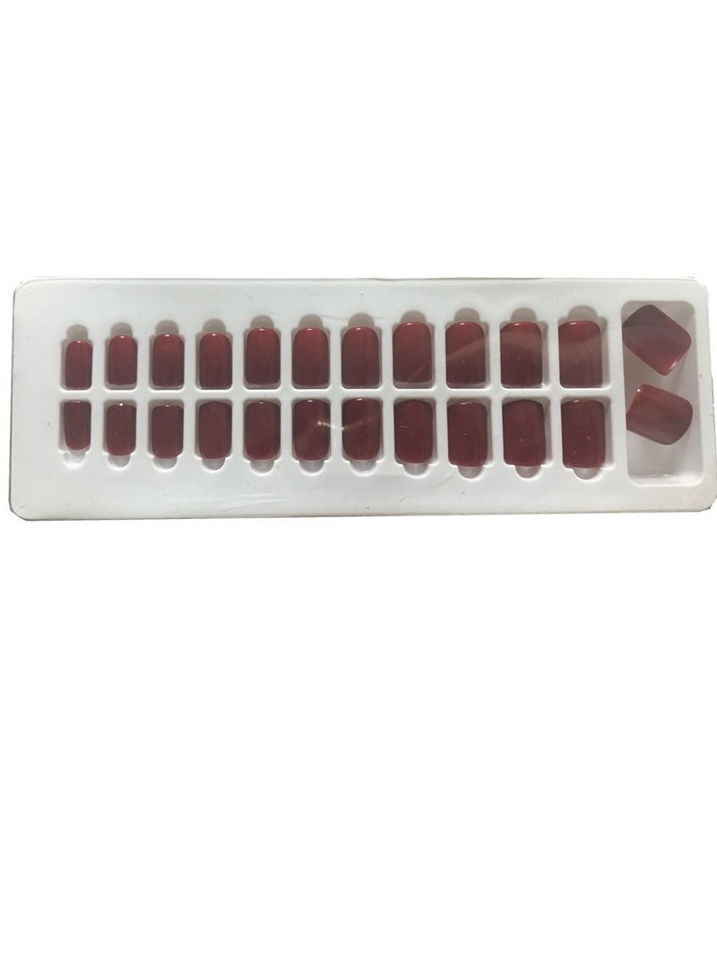 BLOOMING TIME 24-Piece Full Cover Press On Fake Nail Tips wine red - Image 2