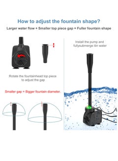 Excefore Submersible Pond Fountain Pump with colorful LED Light, 7.2ft Water Pump,Aquarium Pump with 3 Nozzles,Fountains Pump for Small Ponds,Garden, Aquariums, Fish Tanks, Indoor Outdoor Fountain  - Image 5