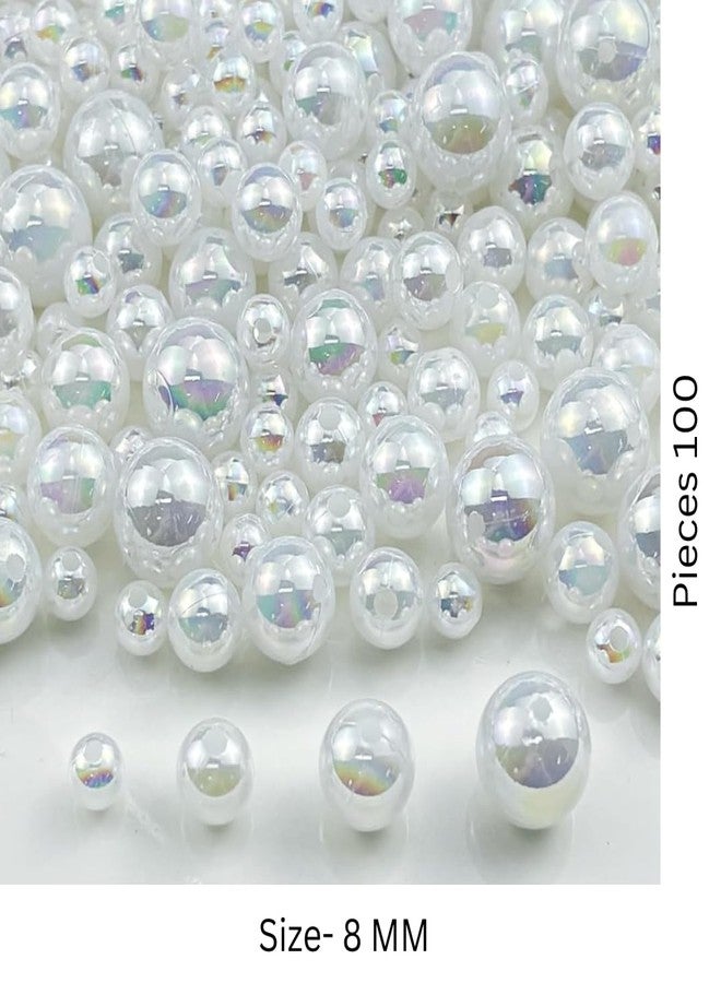 Dhruv Crafts Moti Pearl Beads for Jewellery Making, Necklace & Pearls for Embroidery | Round Shape (100, 8MM) - Image 1
