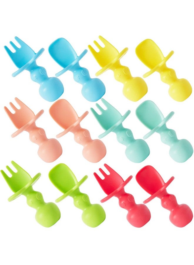 HEYTUYA 12 Pack Baby Utensils, Silicone Baby Spoons Self Feeding and Baby Forks, Toddler Utensils for Baby Led Weaning, Chewable Utensils First Stage - Image 1