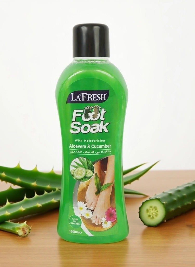 LAFRESH Foot Soak for Foot Spa and Pedicure, Deep Cleansing, Repair, Relax, Moisturizing  - (Aloe Vera & Cucumber, 1000 ml)