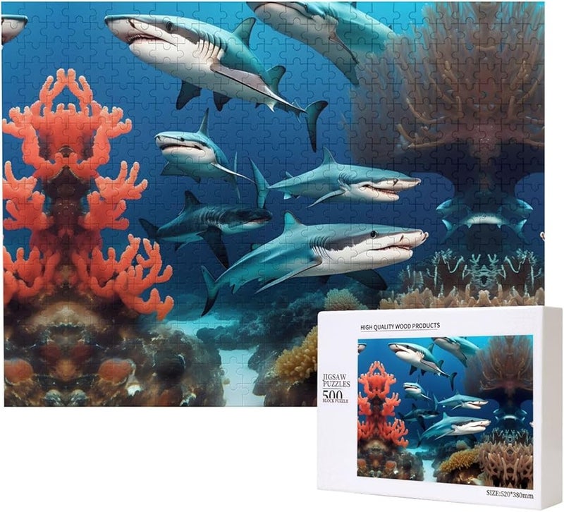 Phayah 500 قطعة لغز الغواصة سمك القرش المرجاني للبالغين ديكور المنزل - Image 2