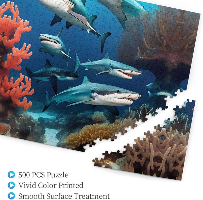 Phayah 500 قطعة لغز الغواصة سمك القرش المرجاني للبالغين ديكور المنزل - Image 3