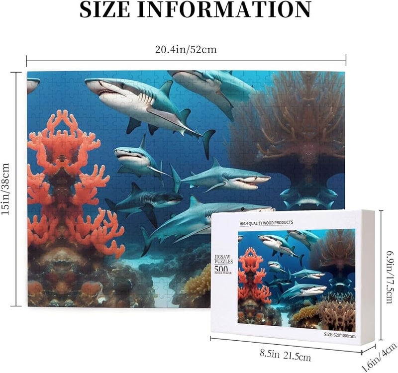 Phayah 500 قطعة لغز الغواصة سمك القرش المرجاني للبالغين ديكور المنزل - Image 5