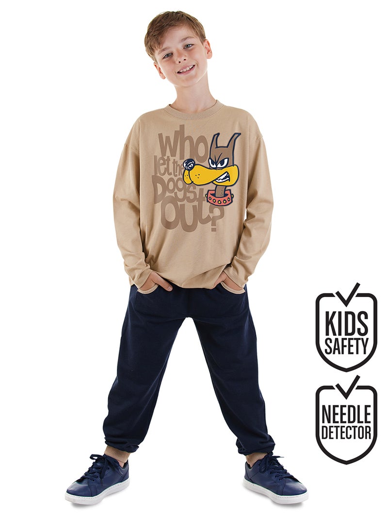 Denokids Who Boy Khaki T-shirt Pants Set - Image 1