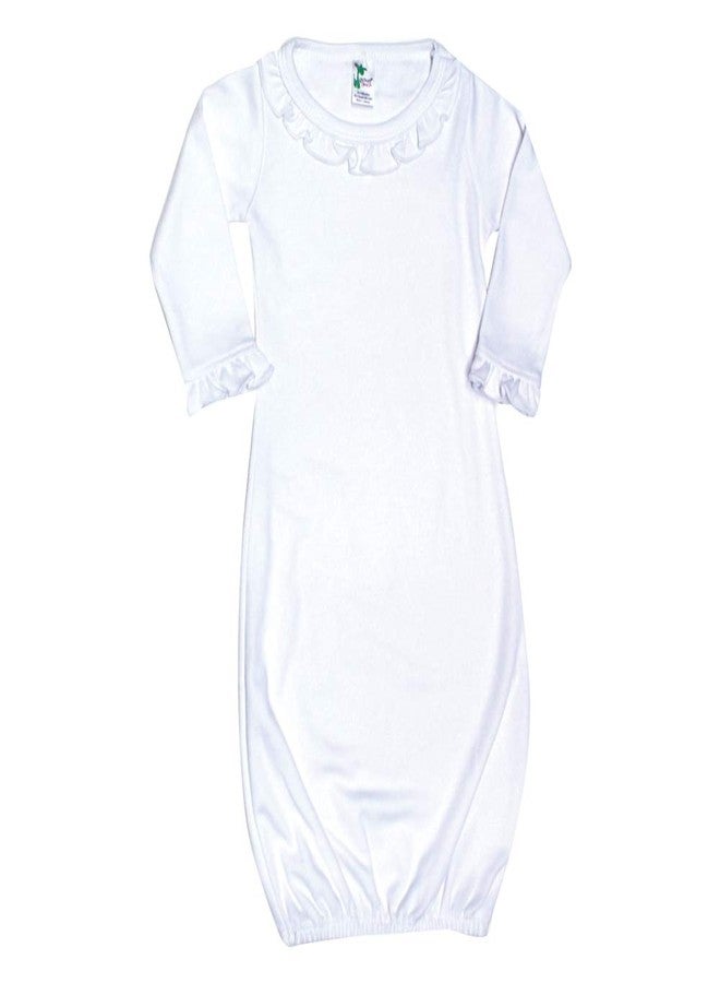 Laughing Giraffe Baby Blank Long Sleeve Ruffle-Trim Sleeper Gown White (0-3 Months -3807) - Image 1