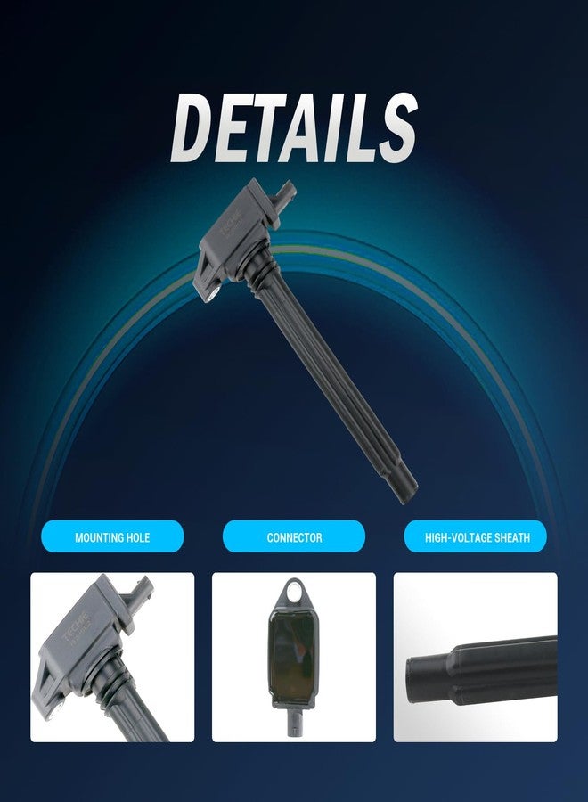 تيكي مجموعة ملفات إشعال TECHIE مكونة من 4 قطع، طراز UF754، بديلة لمحرك L4 سعة 2.4 لتر، لسيارات جيب رينيجيد، شيروكي، كومباس، رام برو ماستر (موديلات 2015-2021)، دودج دارت (موديلات 2013-2016)، فيات 500X (موديلات 2016-2018)، بديلة لرقم UF751 وUF754. - Image 3