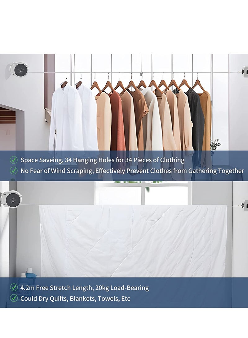 Adjustable Retractable Clothesline for Indoor and Outdoor Use Wall Mounted Anti Slip Design Ideal for Home Dorms Hotels and Travel  - Image 4