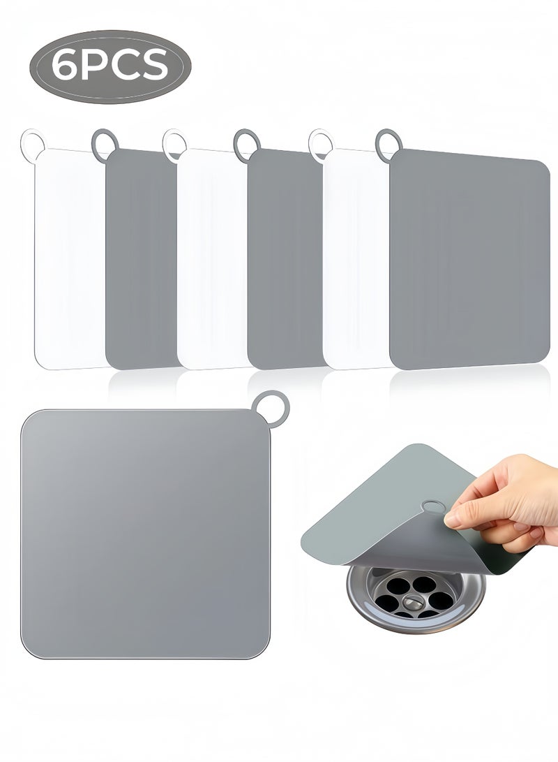 6 Pcs 15x15 CM Silicone Floor Drain Cover for Tub&Kitchen&Bathroom, Sewer Anti-Odor Mat, Deodorizing Drain Plugs, Floor Drain Smell Stopper - Image 1