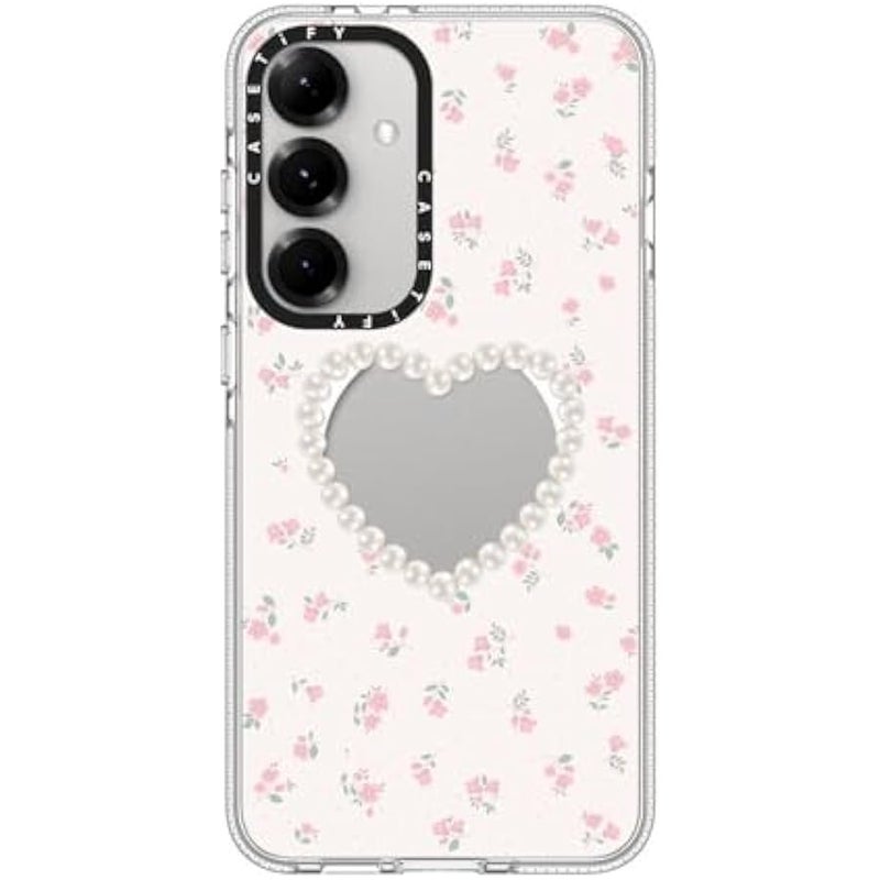 كاستيفي كاسيتي جراب شفاف مغناطيسي لموبايل جالاكسي S25+ 【متوافق مع ماج سيف】 - قلب لؤلؤي - Image 1