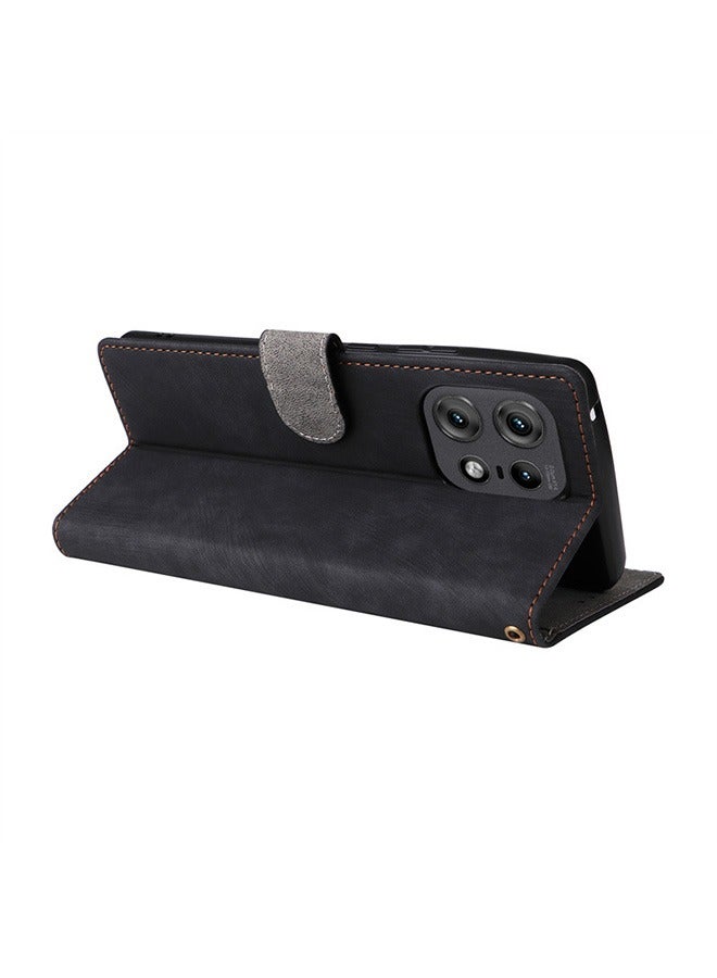 Compatible with Motorola Edge 50 Pro Case, Leather Flip Case with Card Slot, Wallet design, Standable Flip Case, Anti-Fall Drop Protection, Shockproof Case, Black  - Image 3