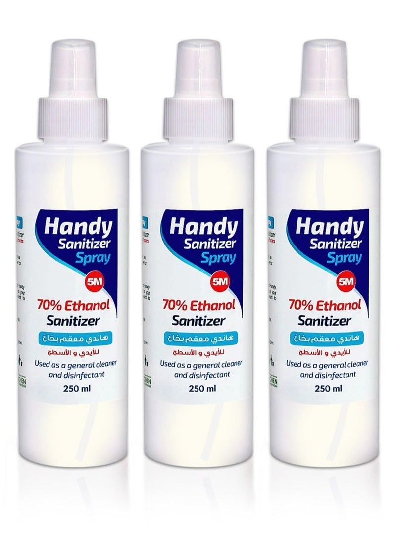 Handy Pack of 3  Alcohol Spray Sanitizer 250ML for Hand and Surface - Image 2