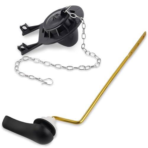 iFealClear Universal Toilet Handle Replacement Kit Side Mount with 2-Inch Rubber Toilet Flapper, Toilet Tank Parts Compatible with Kohler, American Standard, TOTO, Mansfield, Angle Mount-Matte Black - Image 1