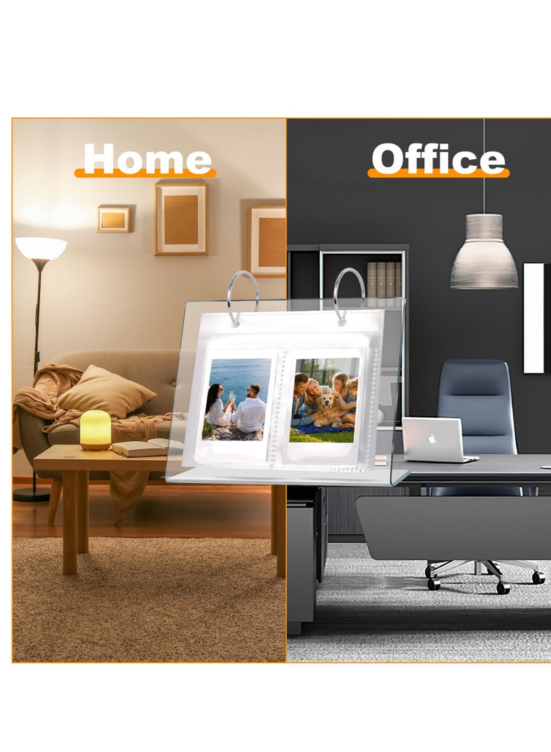SOLARAE 68 Pockets Desktop Standing Calendar Album, Acrylic Flip Mini Photo Book, Small Family Table Flip Photo Album Picture Holder, Suitable for 2x3 inch Polaroid/Fujifilm Cameras/Kpop Photocard - Image 2