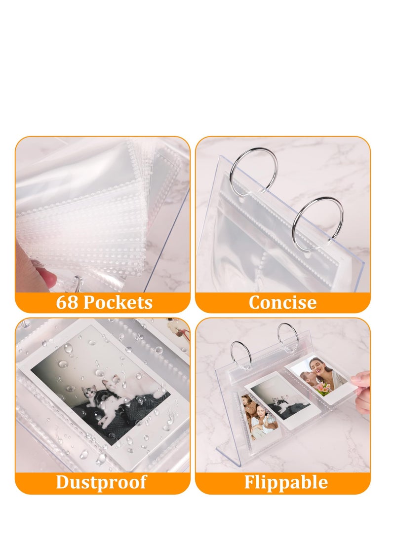 SOLARAE 68 Pockets Desktop Standing Calendar Album, Acrylic Flip Mini Photo Book, Small Family Table Flip Photo Album Picture Holder, Suitable for 2x3 inch Polaroid/Fujifilm Cameras/Kpop Photocard - Image 4