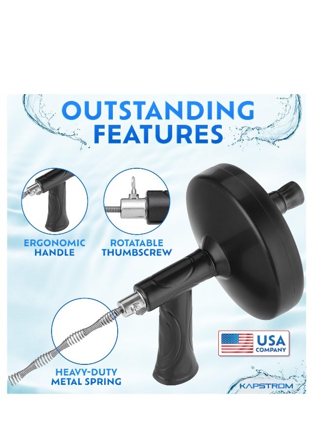 أداة إزالة انسدادات المجاري، ثعبان مجاري، أداة مجاري لإزالة شعر الانسداد، أداة إزالة انسدادات أنابيب قوية، لتنظيف تصريف حوض الاستحمام، حوض الحمام، والمطبخ (طويل: 2 متر) - Image 4