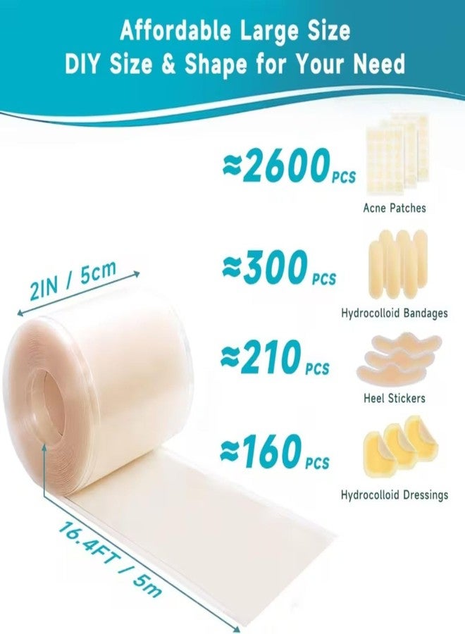wall love Hydrocolloid Roll Medical Dressing 2 Inch x 16.4 Ft (5cm x 5m) Transparent Adhesive Wound Care Roll for Cuts, Burns, Acne and Skin Protection - Image 2