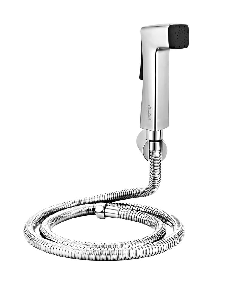 Cloudtail Cloudtail Health FaucetJet SprayXFloDesignerHigh Pressure1Mtr Ss TubeHosePipeWall Mount HookIdeal for KitchenSinkBathroomWash BasinMaterial AbsPlasticColor SilverSet of 1  - Image 1