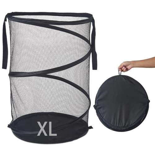 Seiritex Mesh Popup Laundry Hamper 115L Foldable Laundry Basket Extra Large Capacity Collapsible Clothing Storage Basket with Handles 26 H x 18 W x 18 L (Black) - Image 1