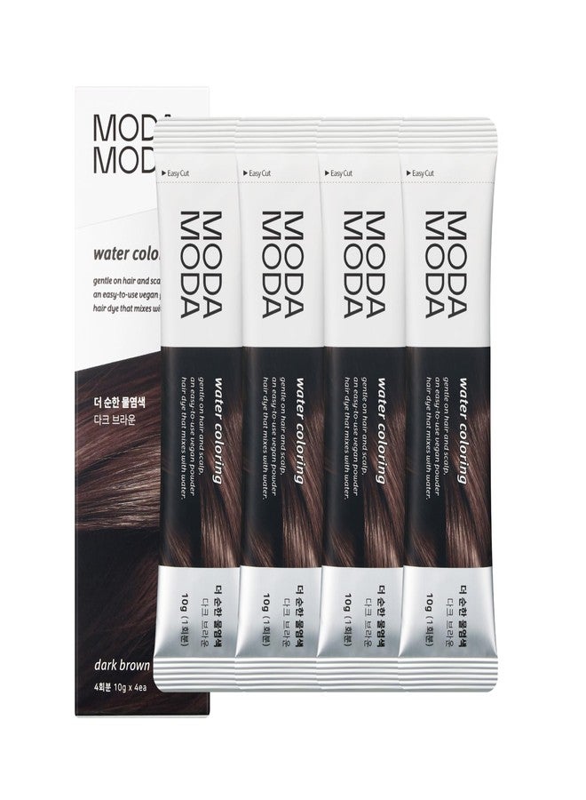 MODA MODA MODAMODA Water Coloring Hair Dye, Dark Brown Color with Gentle Gray Coverage, Vegan & Cruelty-Free, Hair Color For Women & Men, All Hair Types, 0.35 oz x 4 Pack (No Dye Kit) - Image 1