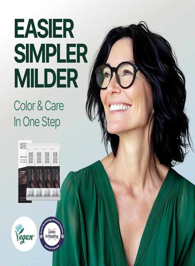 MODA MODA MODAMODA Water Coloring Hair Dye, Dark Brown Color with Gentle Gray Coverage, Vegan & Cruelty-Free, Hair Color For Women & Men, All Hair Types, 0.35 oz x 4 Pack (No Dye Kit) - Image 2