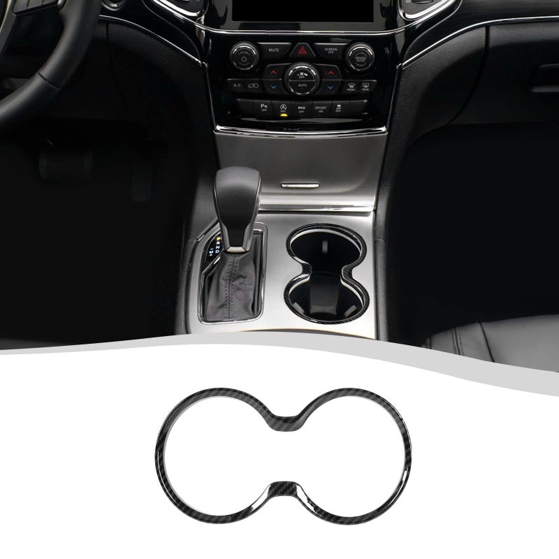 SQQP Carbon Fiber Center Console Cup Holder Cover Interior Accessories Compatible with 20112021 Jeep Grand Cherokee
