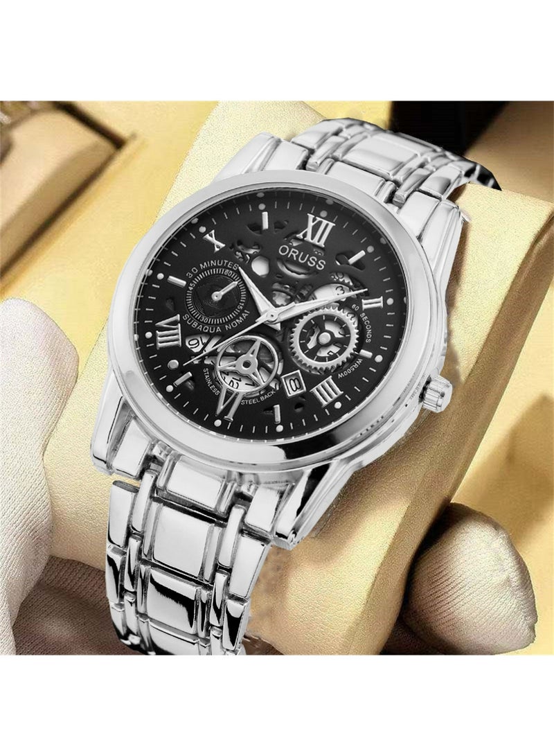 ORUSS Men Multifunction Watch, Multi Dial Waterproof Luminous Chronograph Men's Watch with Date Gift for Men,Stainless Steel Watches for Men,Classic Men Wrist Watch - Image 3