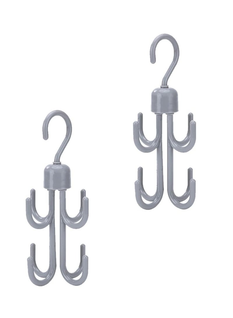 Plastic hangers with 8 hooks for organizing ties, belts, clothes, towels, and bedroom items. Durable, lightweight, and space-saving design. 2-piece set. - Image 2