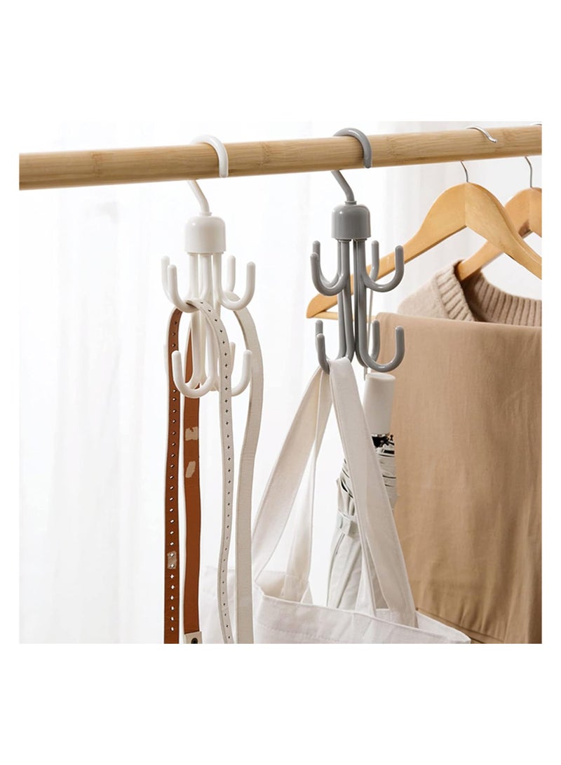 Plastic hangers with 8 hooks for organizing ties, belts, clothes, towels, and bedroom items. Durable, lightweight, and space-saving design. 2-piece set. - Image 1
