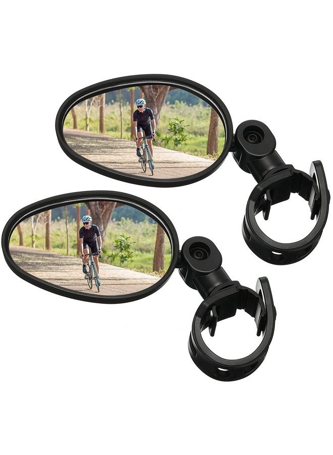 ShebSheb 2PCS Bike Mirror 360 Degree Adjustable Safe Rotatable Handlebar Rear Mirror Bicycle Accessories Shockproof Acrylic Convex for Mountain Road Bike - Image 1
