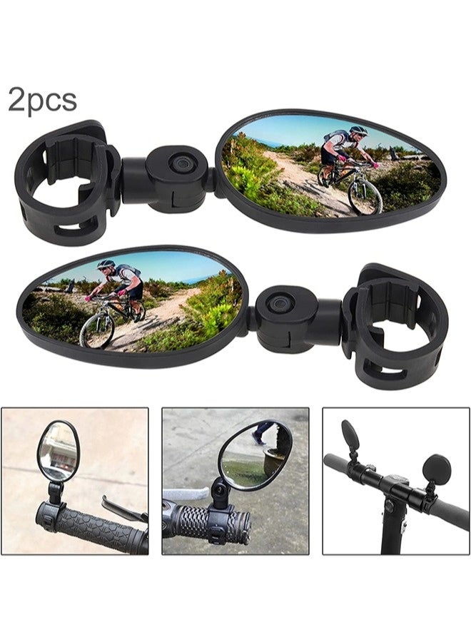 ShebSheb 2PCS Bike Mirror 360 Degree Adjustable Safe Rotatable Handlebar Rear Mirror Bicycle Accessories Shockproof Acrylic Convex for Mountain Road Bike - Image 2