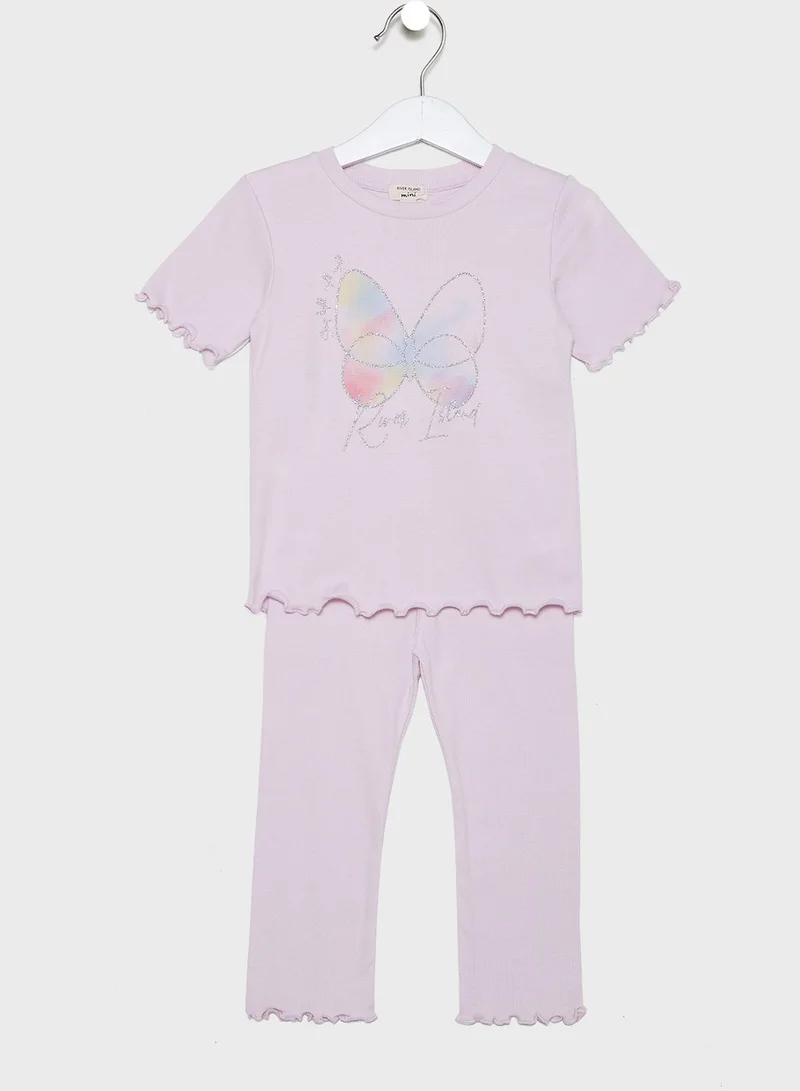 RIVER ISLAND Infant Butterfly T-Shirt + Leggings Set