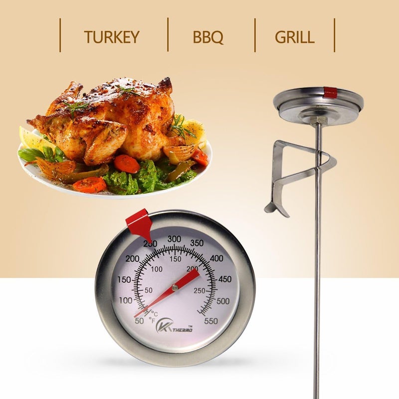 KT THERMO Candy/Deep Fry Thermometer with Instant Read,Dial Thermometer,12" Stainless Steel Stem Meat Cooking Thermometer,Best for Turkey,BBQ,Grill,Analog display - Image 5