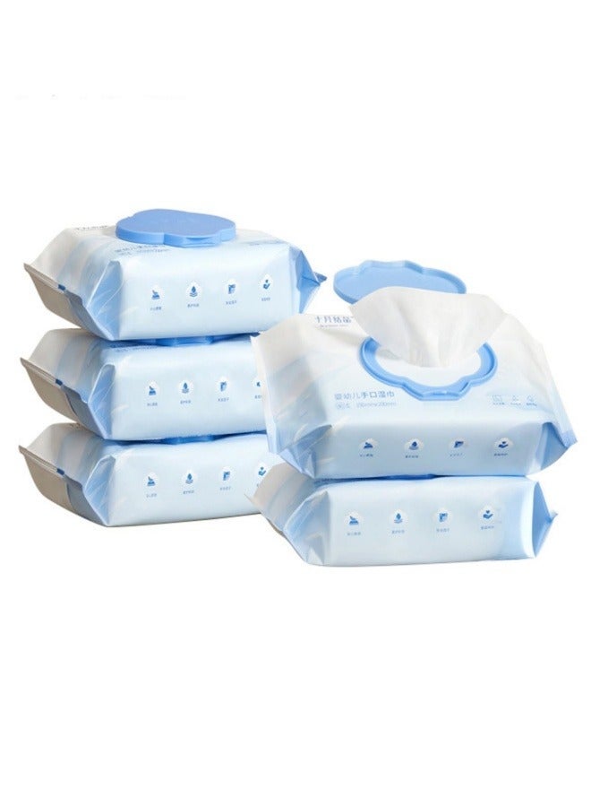 Wet Wipes,Baby Wipes,Cleansing Unscented Wipes,Baby Care Wipes,Plastic-Free Plant-Based Fibers Wipes,80 Count/Packs (5 Packs) - Image 1