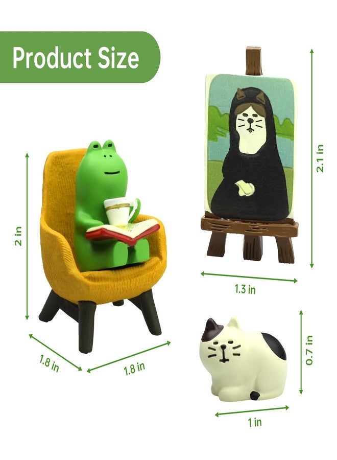 RAQWI Cute Mini Frog and Cat Figurine for Office, Home Decoration Perfect Cute Frog Gift and Cat Gift - Image 2