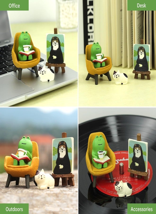 RAQWI Cute Mini Frog and Cat Figurine for Office, Home Decoration Perfect Cute Frog Gift and Cat Gift - Image 4