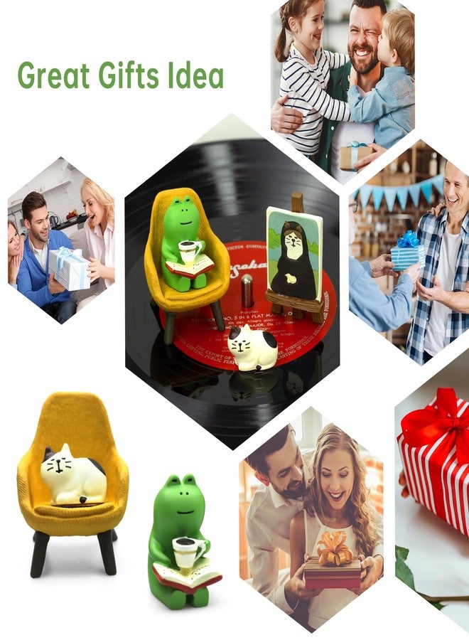 RAQWI Cute Mini Frog and Cat Figurine for Office, Home Decoration Perfect Cute Frog Gift and Cat Gift - Image 5