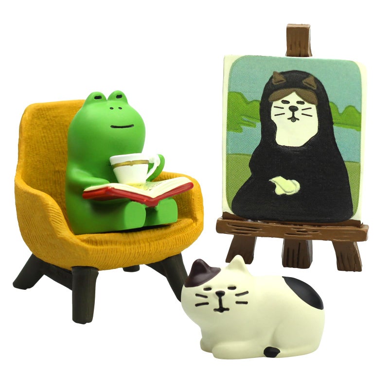 RAQWI Cute Mini Frog and Cat Figurine for Office, Home Decoration Perfect Cute Frog Gift and Cat Gift - Image 1