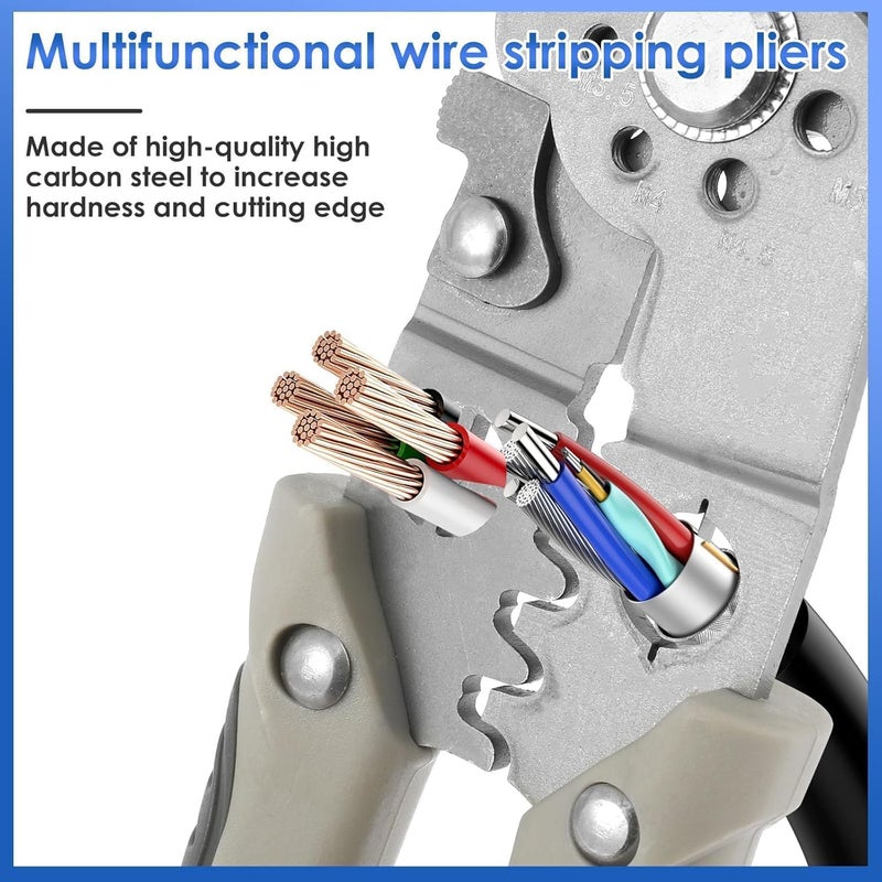 COOLCOLD All in 1 Multifunction Stainless Steel Wire Stripper/Wire Crimping Tool, Wire Cutter, Wire Crimper, Cable Stripper, Wiring Tools and Multi-Function Hand Tool (Gray) - Image 5