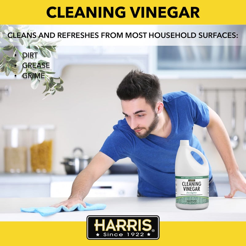 HARRIS Cleaning Vinegar All Purpose Household Surface Cleaner, 128oz (Eucalyptus) with Easy Pour Funnel Included - Image 2