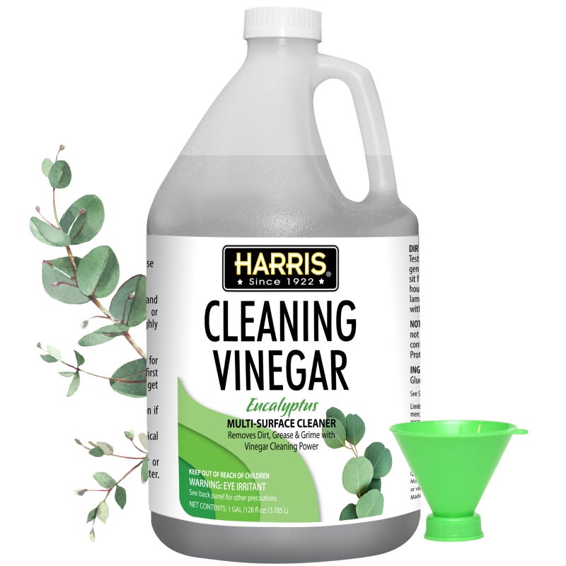 HARRIS Cleaning Vinegar All Purpose Household Surface Cleaner, 128oz (Eucalyptus) with Easy Pour Funnel Included - Image 1