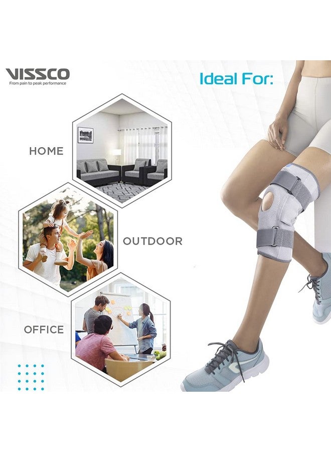 VISSCO دعامة الركبة القابلة للتمدد من فيسكو مع مفصل مفتوح، دعم للركبة لتخفيف الألم، رياضة، كرة القدم، كريكيت، دعامات للمشي والتمرين - متوسط (رمادي) - Image 5