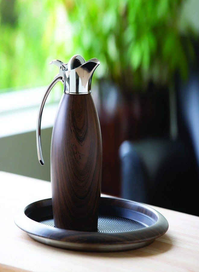 Service Ideas TR1412RIDW Tray with Removable Insert, 12" Round, Stainless Steel, Dark Wood - Image 2