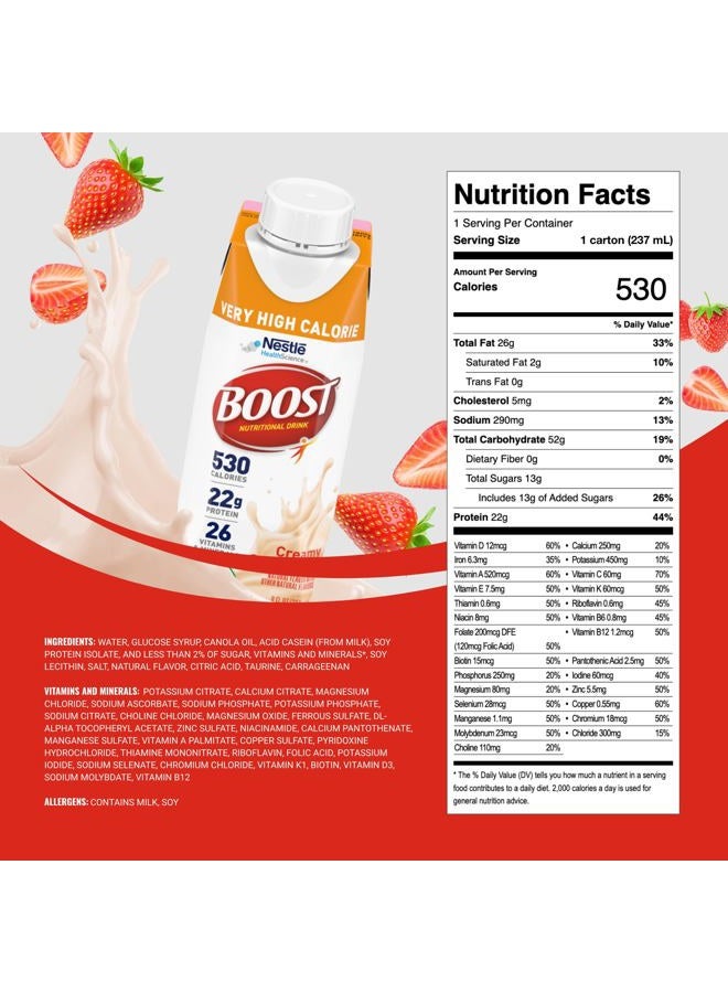 Boost Very High Calorie Strawberry Nutritional Drink – 22g Protein, 530 Nutrient Rich Calories, 8 Fl Oz (Pack of 24) - Image 2